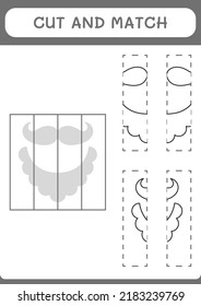 Cut and match parts of Leprechaun beard, game for children. Vector illustration, printable worksheet