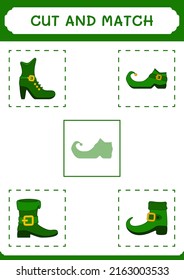 Cut and match parts of Leprechaun boot, game for children. Vector illustration, printable worksheet