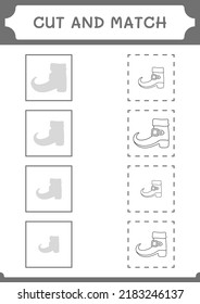 Cut and match parts of Leprechaun boot, game for children. Vector illustration, printable worksheet