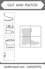 Cut and match parts of Leprechaun boot, game for children. Vector illustration, printable worksheet