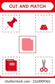 Cut and match parts of Notebook, game for children. Vector illustration, printable worksheet