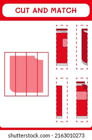 Cut and match parts of Notebook, game for children. Vector illustration, printable worksheet