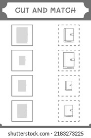 Cut and match parts of Notebook, game for children. Vector illustration, printable worksheet