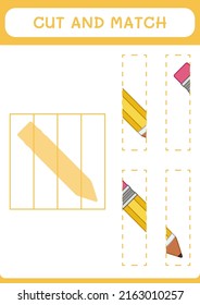Cut and match parts of Pencil, game for children. Vector illustration, printable worksheet