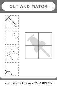Cut and match parts of Push pin, game for children. Vector illustration, printable worksheet