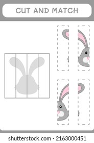 Cut and match parts of Rabbit, game for children. Vector illustration, printable worksheet