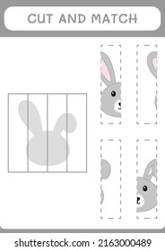 Cut and match parts of Rabbit, game for children. Vector illustration, printable worksheet