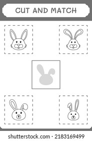 Cut and match parts of Rabbit, game for children. Vector illustration, printable worksheet