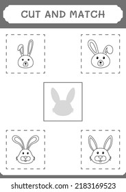 Cut and match parts of Rabbit, game for children. Vector illustration, printable worksheet