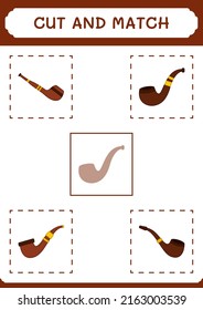 Cut and match parts of Smoking pipe, game for children. Vector illustration, printable worksheet