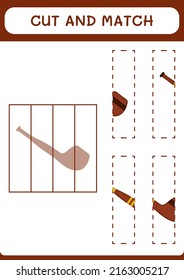 Cut and match parts of Smoking pipe, game for children. Vector illustration, printable worksheet