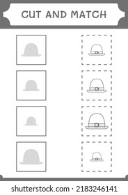 Cut and match parts of St. Patrick's Day hat, game for children. Vector illustration, printable worksheet