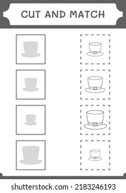 Cut and match parts of St. Patrick's Day hat, game for children. Vector illustration, printable worksheet