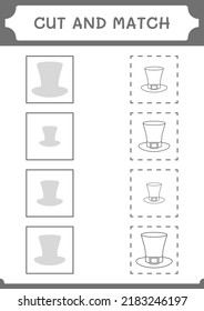 Cut and match parts of St. Patrick's Day hat, game for children. Vector illustration, printable worksheet