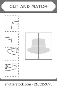 Cut and match parts of St. Patrick's Day hat, game for children. Vector illustration, printable worksheet