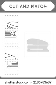 Cut and match parts of Stapler, game for children. Vector illustration, printable worksheet