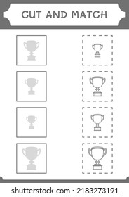 Cut and match parts of Trophy, game for children. Vector illustration, printable worksheet