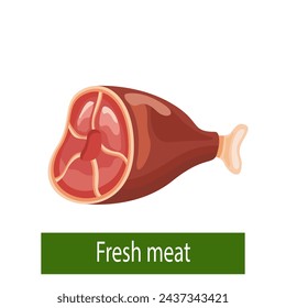 Cut meat delicatessen product for butchery shop isometric vector illustration.