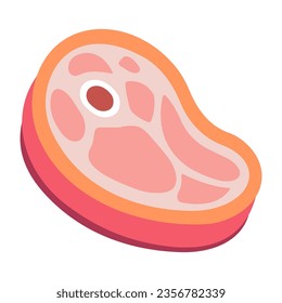 Cut of meat food icon flat vector design isolated on white background. Meat food