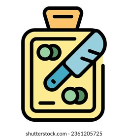Cut meat icon outline vector. Raw ham. Fresh pork color flat