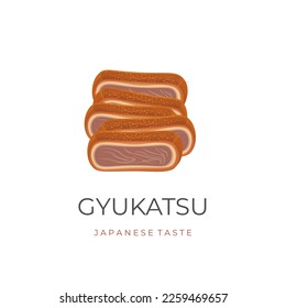 Cut Meat Katsu Or Gyu Katsu Vector Illustration Logo
