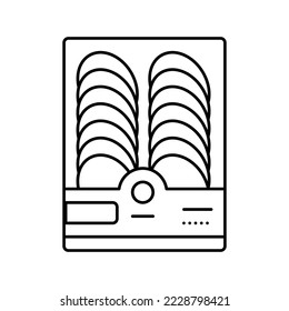 Schnittprodukt-Paket Linie Symbol Vektorgrafik. Etikett der Fleischverpackung. isoliertes Kontursymbol