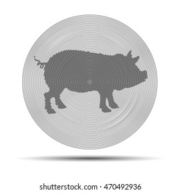 Cut of meat set. Vintage typography hand drawn. Vector illustration. Pork pig bacon meat