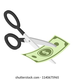 Cut money icon. Isometric of cut money vector icon for web design isolated on white background