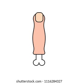 Cut off finger isolated. finger and bone. Part of body Vector illustration