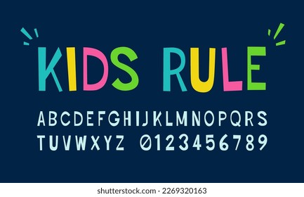 Corten la tipografía infantil. Fuente coloreada