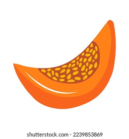 Cut Off A Piece of Pumpkin in a Flat Style. vector illustration