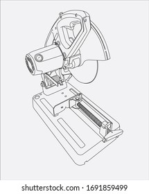 cut off saw hand drawing in vector 10