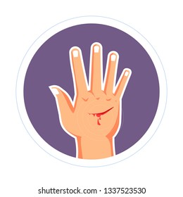 Cut On Hand Injury Bleeding Scratch Skin Damage Isolated Icon Medicine And Healthcare Open Wound Blood Running And Treatment Trauma Infection Prevention Palm Pain Or Ache Disinfection Cutting