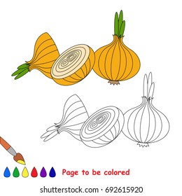 Cut Onion to be colored, the coloring book for preschool kids with easy educational gaming level.