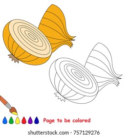 Cut Onion cartoon. Outlined illustration with thin line black stroke