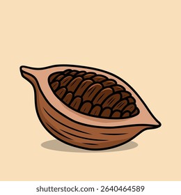 Cut Open Cocoa Pod Showing Seeds