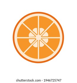 A cut orange is a healthy natural fruit on an isolated background. Vector illustration.