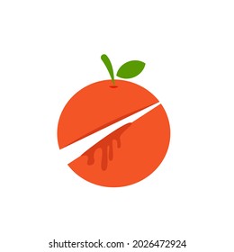 logotipo naranja cortado aislado en blanco