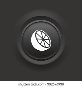 Cut Orange on Black Bevel Round Button