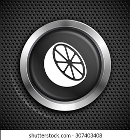 Cut Orange on Black Round Button