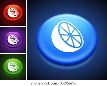 Cut Orange on Blue Round Button