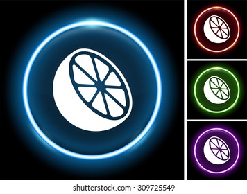 Cut Orange on Glow Round Button