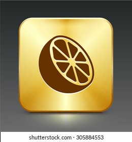 Cut Orange on Gold Square Button