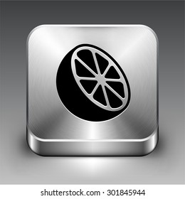 Cut Orange on Silver Square Button