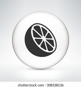 Cut Orange on White Round Button
