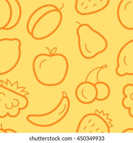 Cut orange seamless pattern with sweet fruits