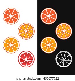 Cut orange sign abstract vector illustration
