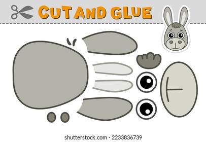 Cut out applique and glue a donkey head. Vector illustration. Paper game for children's creativity, activity and learning