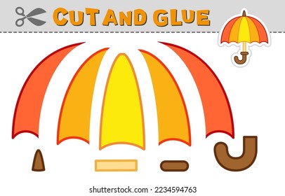 Cut out applique and glue a umbrella. Vector illustration. Paper game for children's creativity, activity and learning