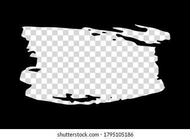 Cut out banner hand painted with black ink brush with place for your design, on black background. Vector illustration